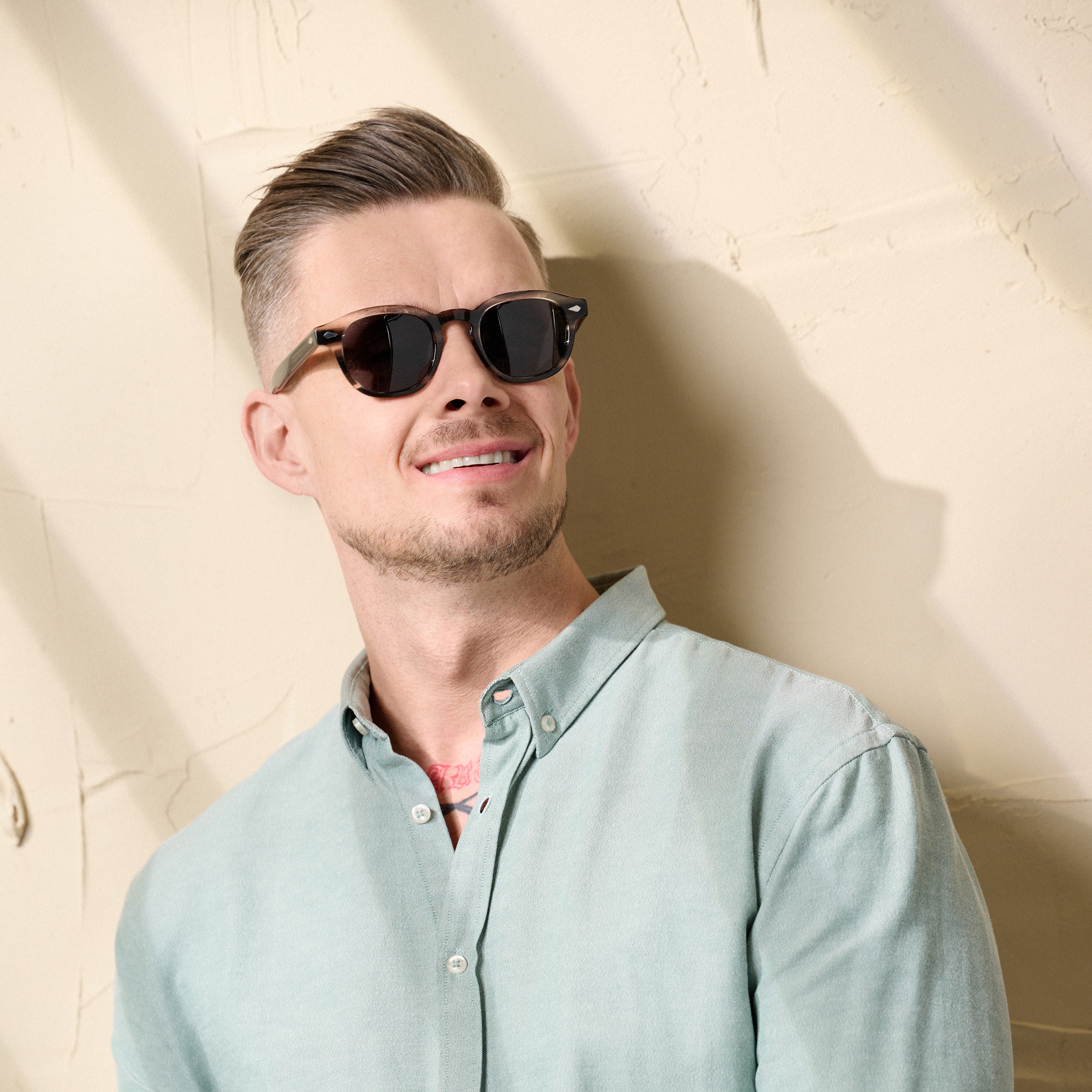 Monokrome Skildpaddeskjold Runde Horn Polariserede Solbriller - 6