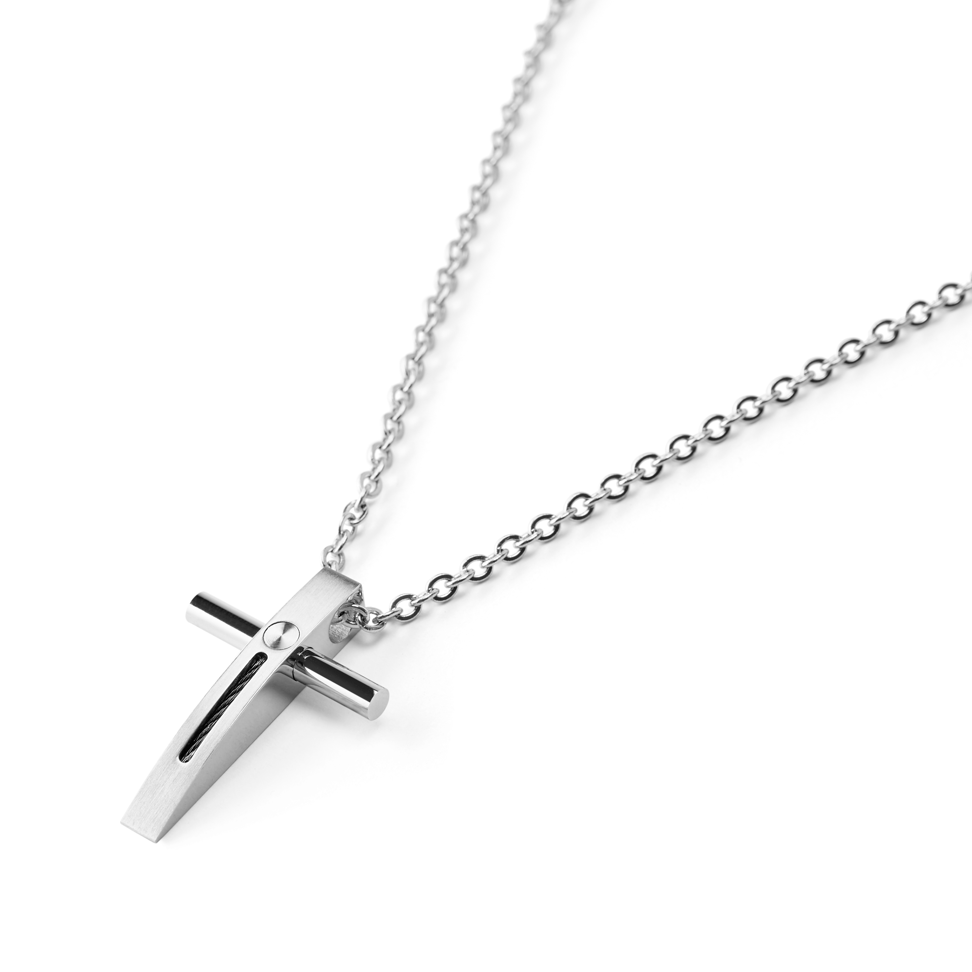 Μπλε & Ασημί Κολιέ με Σταυρό - 2