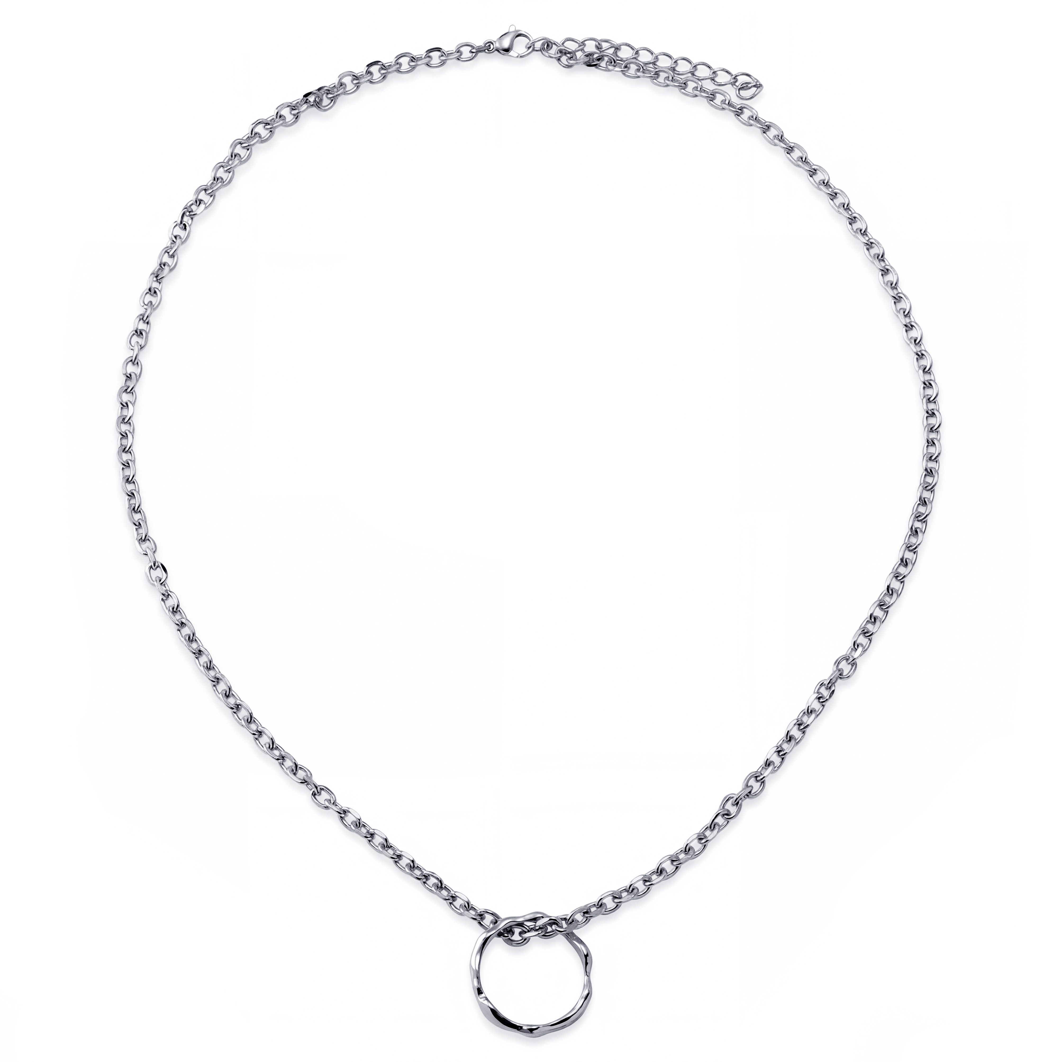 Molten | Verižica iz nerjavečega jekla srebrne barve z valovitim obročkom, širina 4mm - 5