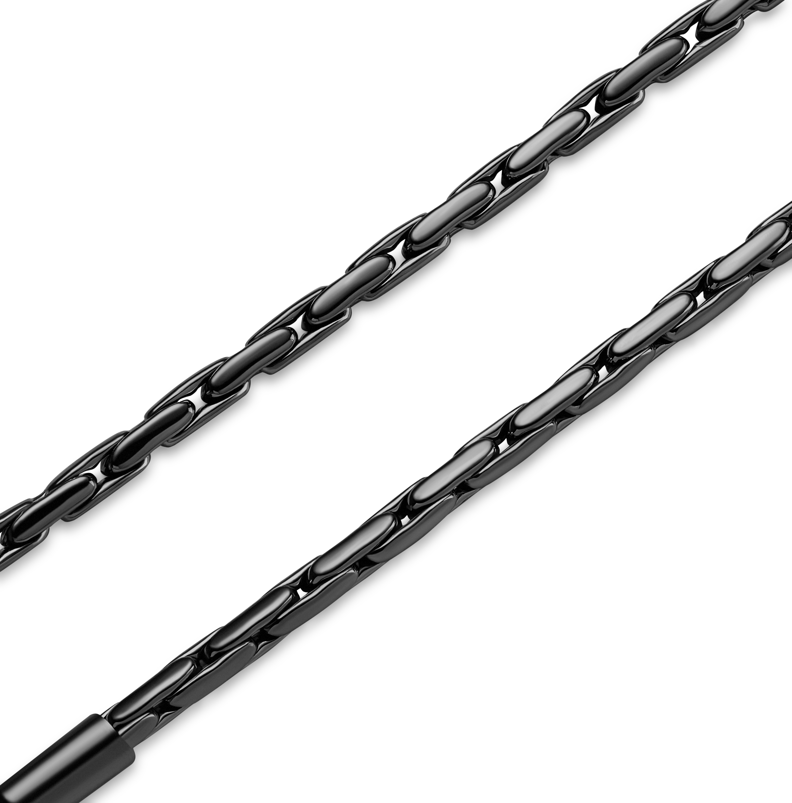 Essentials | 3 mm Gunmetal Μαύρο Βραχιόλι Αλυσίδα Χεριού Ορθογώνιο Box Chain - 4