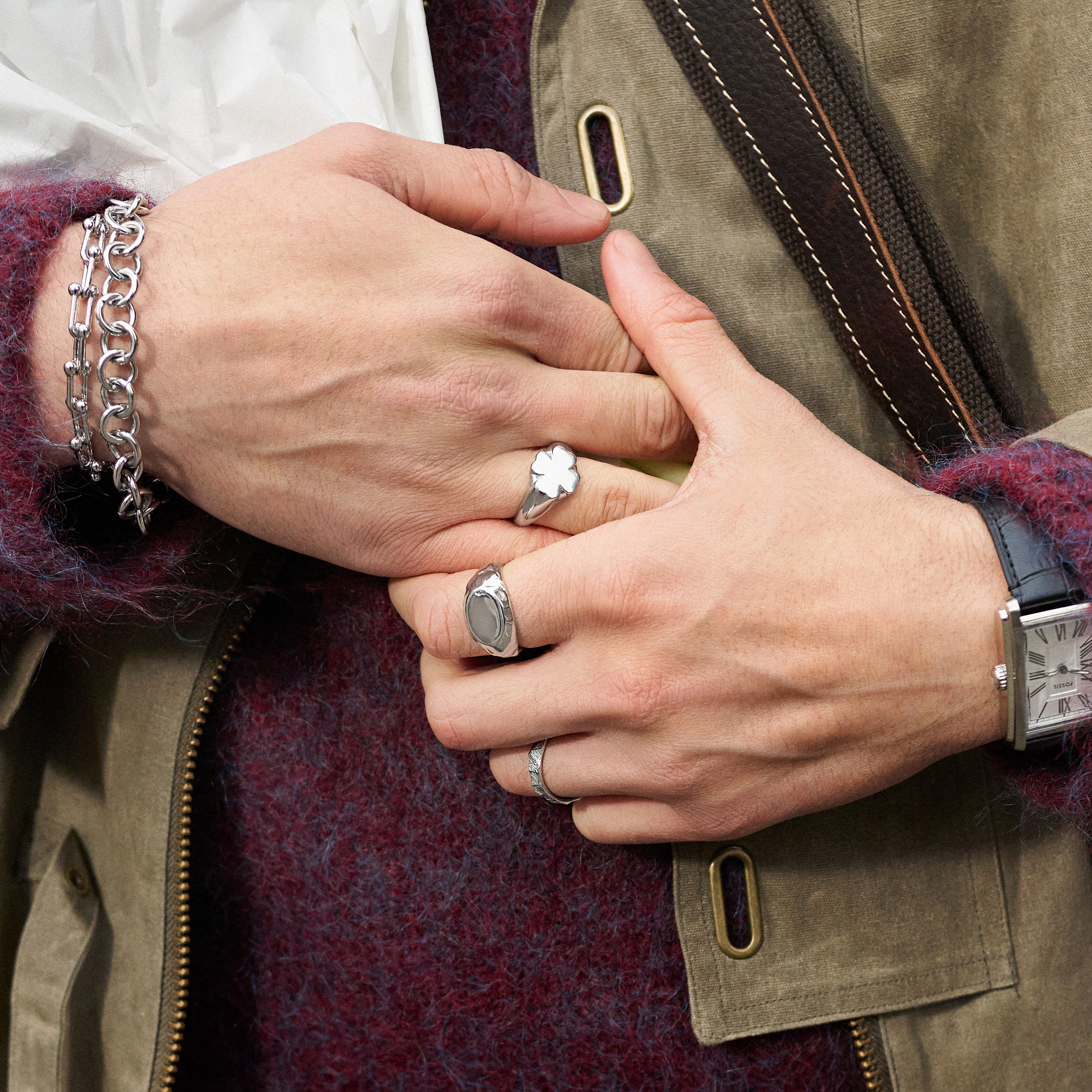 Magma | Chevalière en acier inoxydable argenté - 3