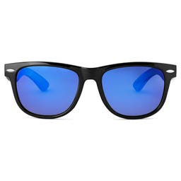 Black, Blue & Brown Wooden Sunglasses - for Men - Waykins