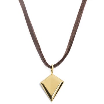 Iconic | Gold-Tone Arrowhead Leather Necklace