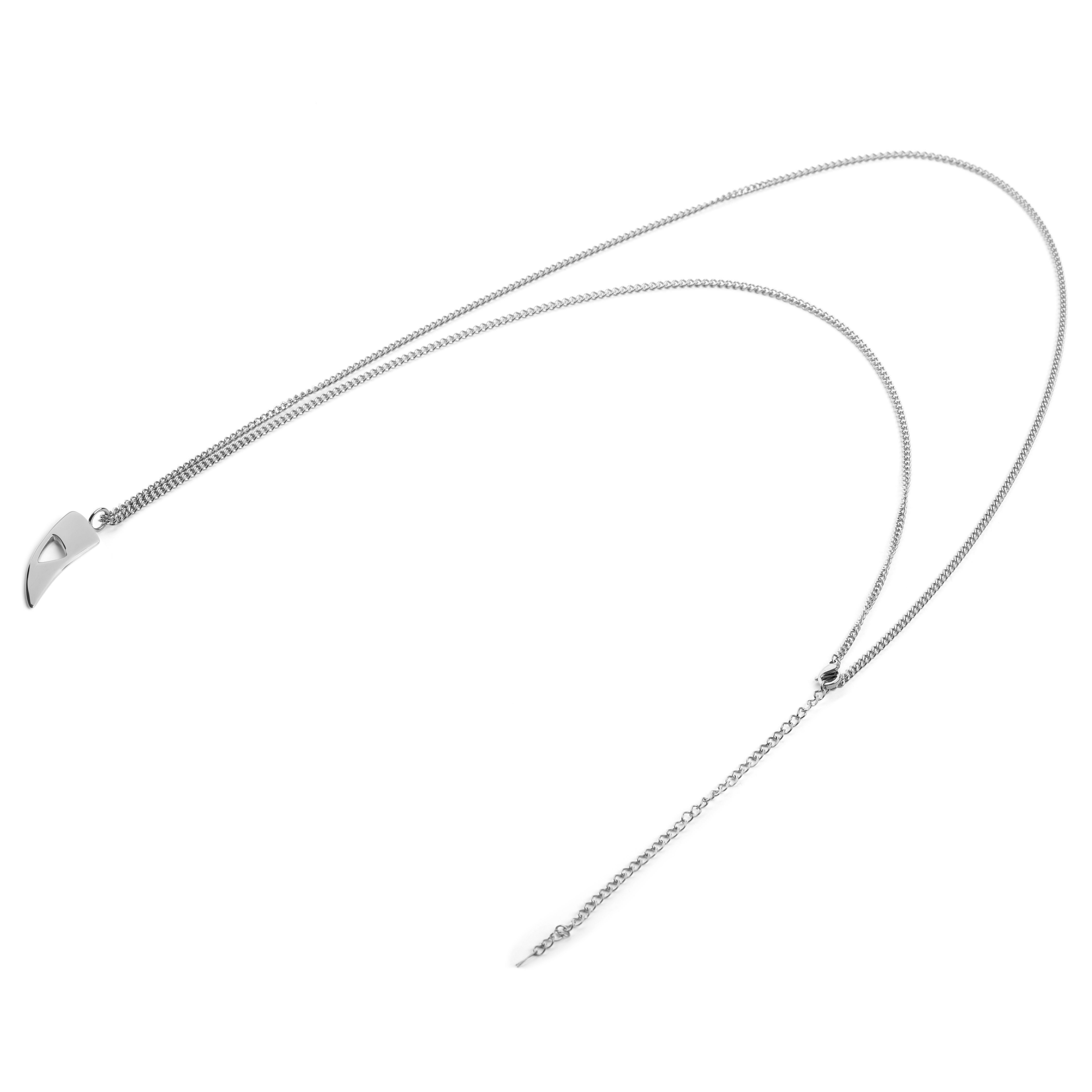 Ocelový náhrdelník Zub s výřezem ve stříbrném tónu - 3