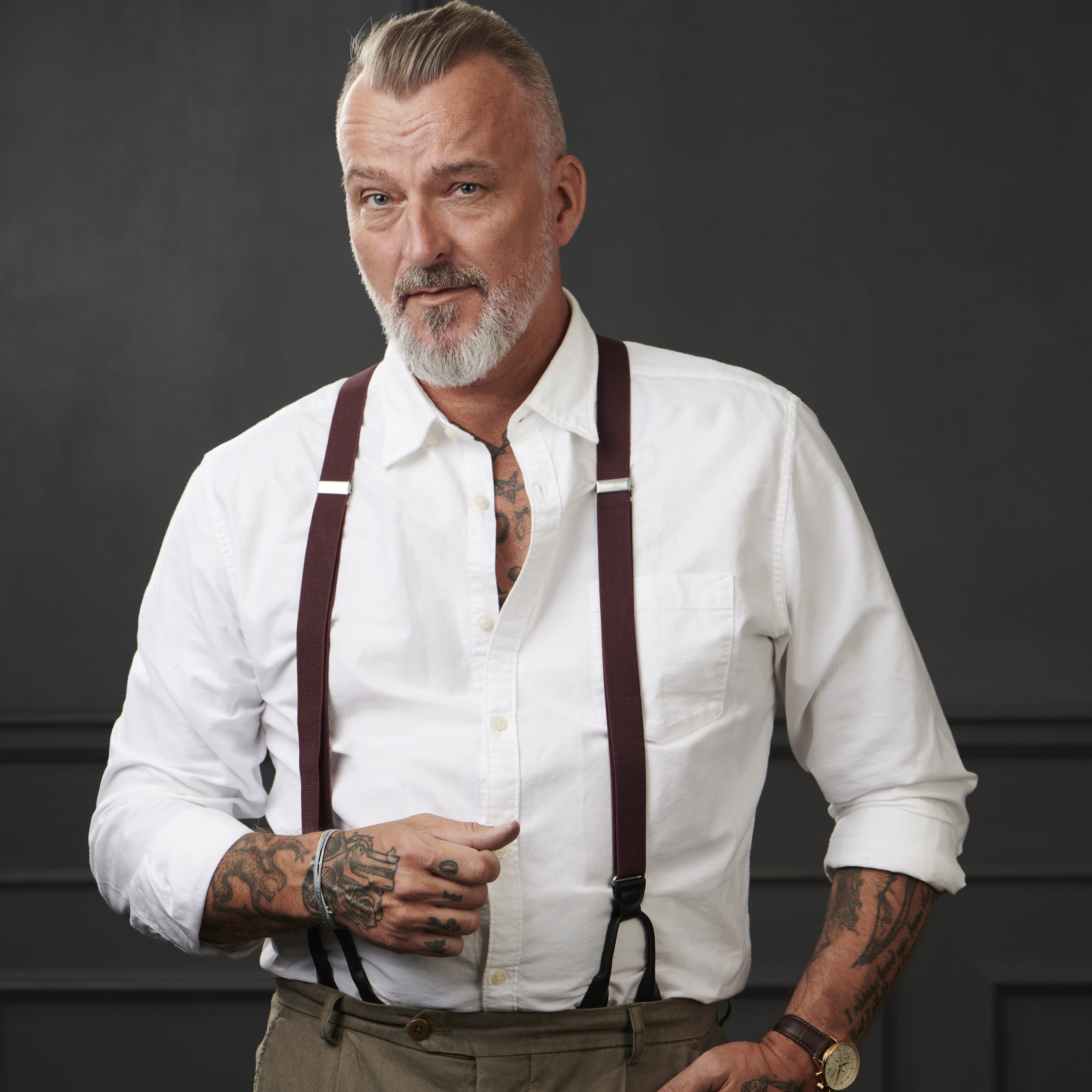 Bretelles fines à boutons - couleur marron foncé - 6