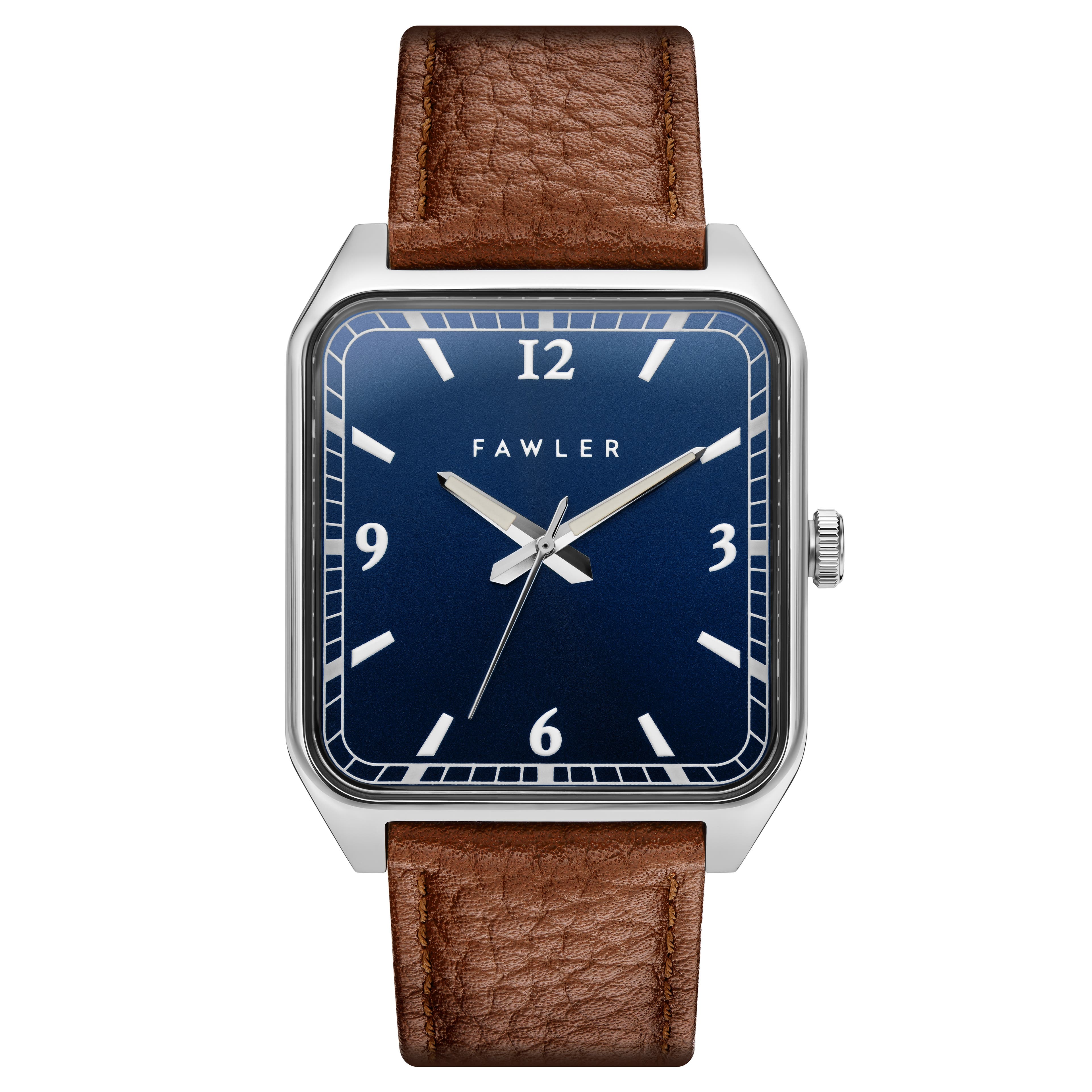 Clyde | Square Silver-Tone and Blue Watch