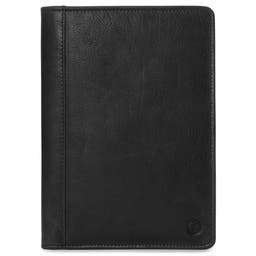 Čierny obal na zápisník a denník z byvolej kože s držiakom na karty