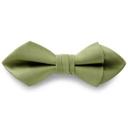 Light Green Pre-Tied Grosgrain Diamond Tip Bow Tie
