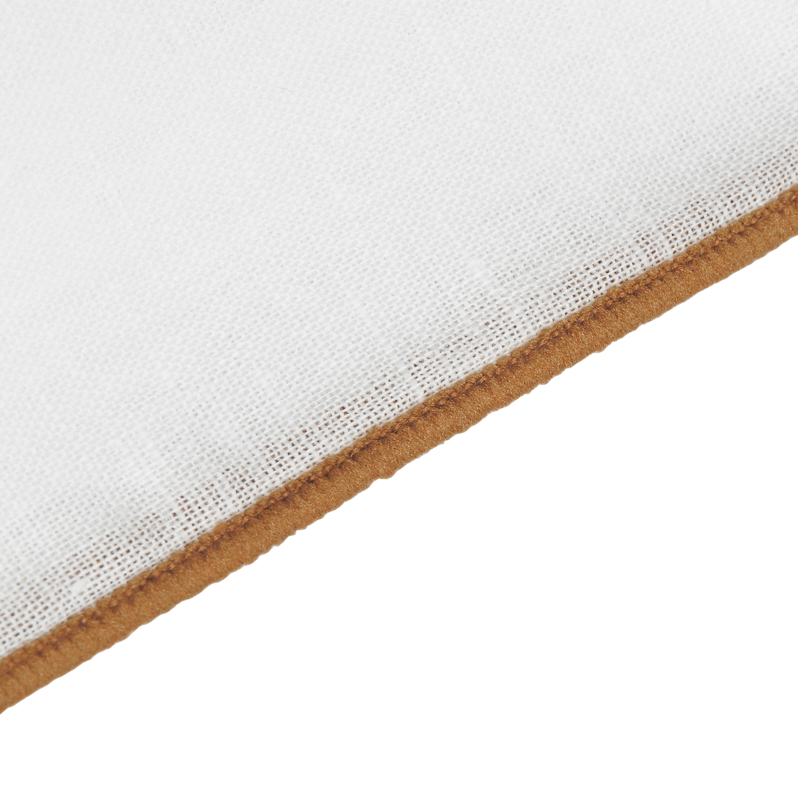 White Pocket Square with Brown Edges - 2