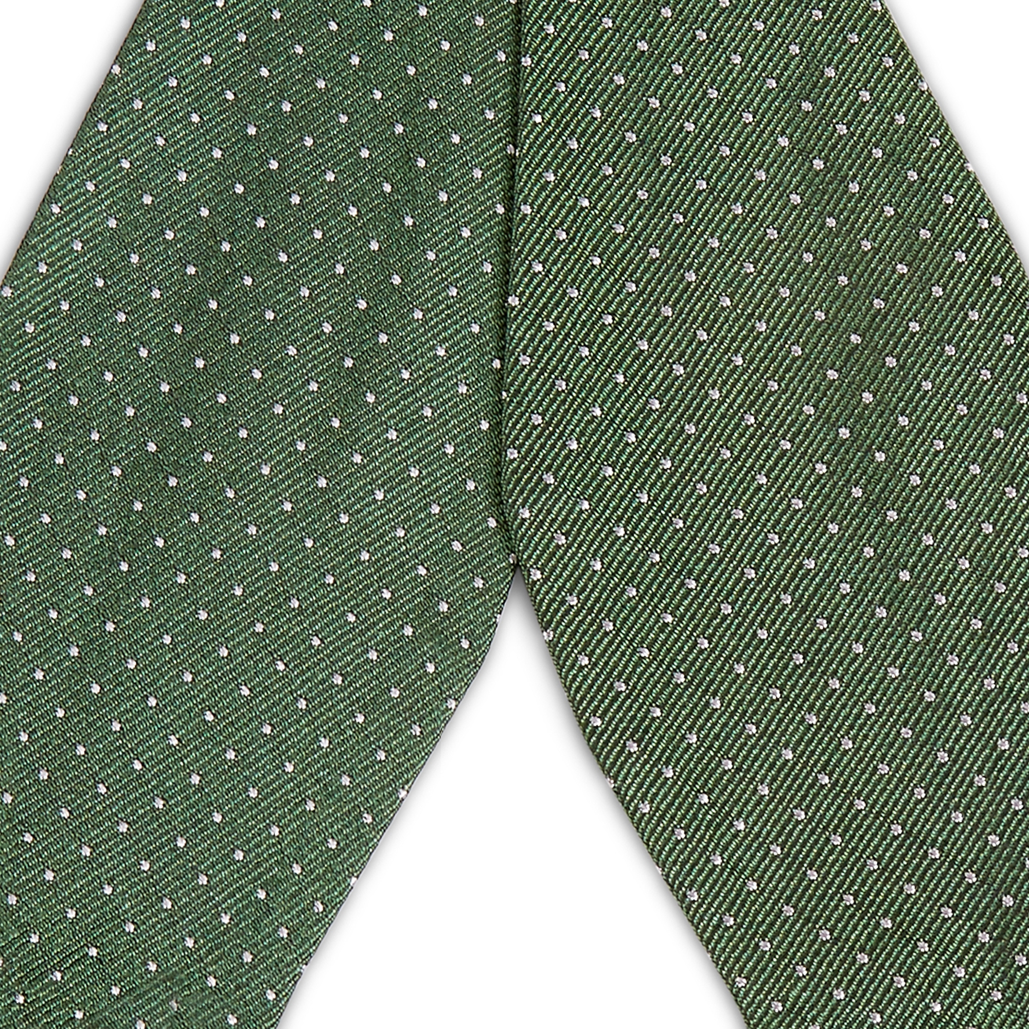 Noeud papillon en soie verte à pois blancs - 2