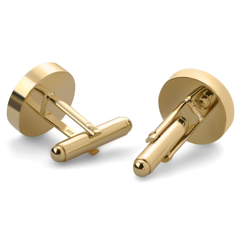 hover: Round 14K Gold-Plated Sterling Silver Cufflinks with Onyx Inlay hover: Round 14K Gold-Plated Sterling Silver Cufflinks with Onyx Inlay