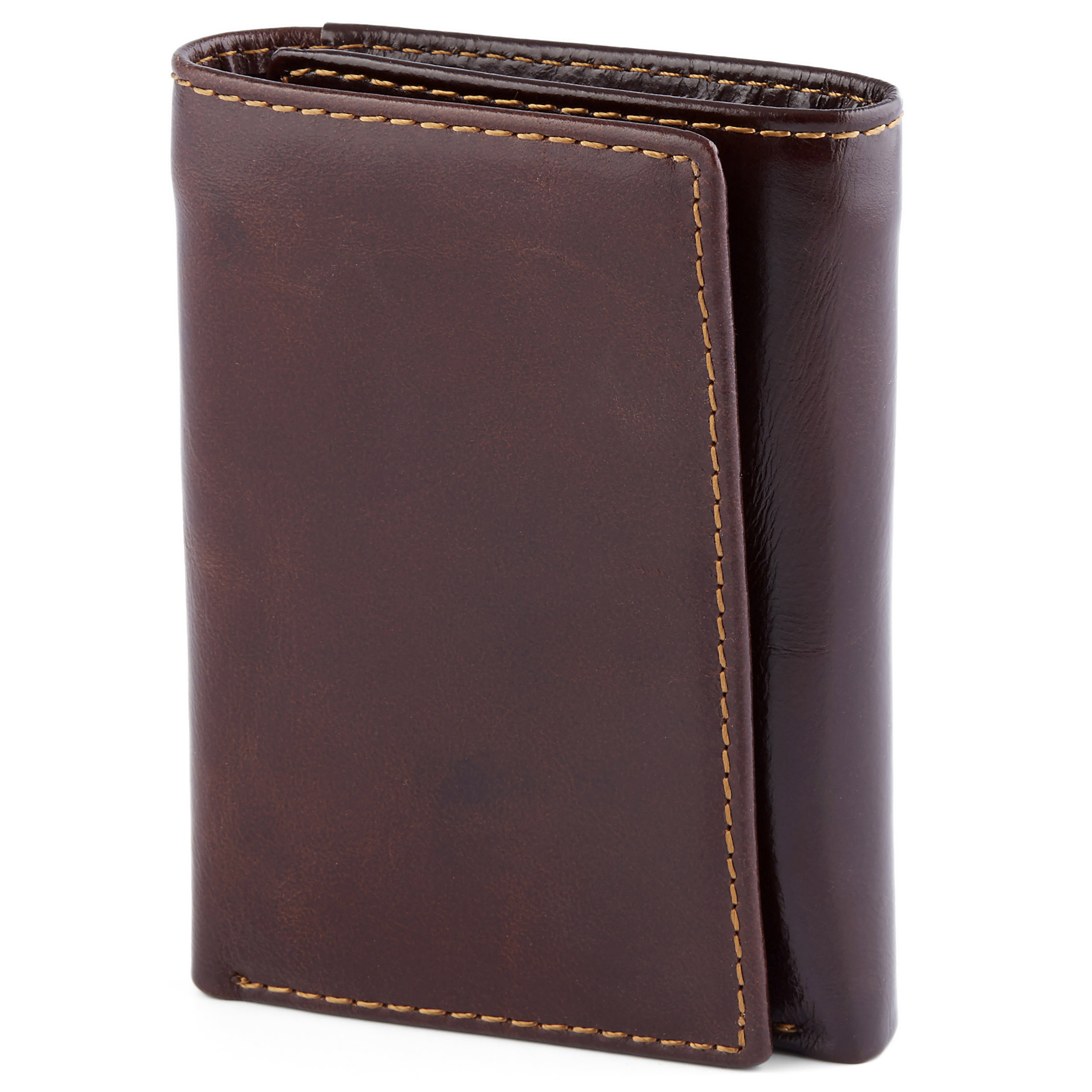 Cartera de piel tríptica intemporal marrón - 1