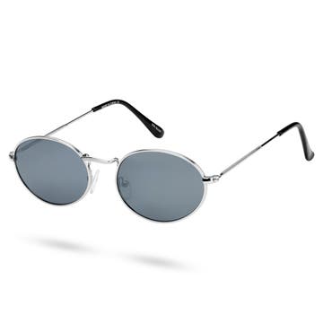 Ambit Silver-Tone Mirrored Oval Sunglasses 