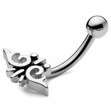 Piercing barbell courbé tribal en acier chirurgical argenté 8 mm Piercing barbell courbé tribal en acier chirurgical argenté 8 mm