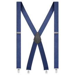 Navy Blue Denim X-Back Clip-On Braces