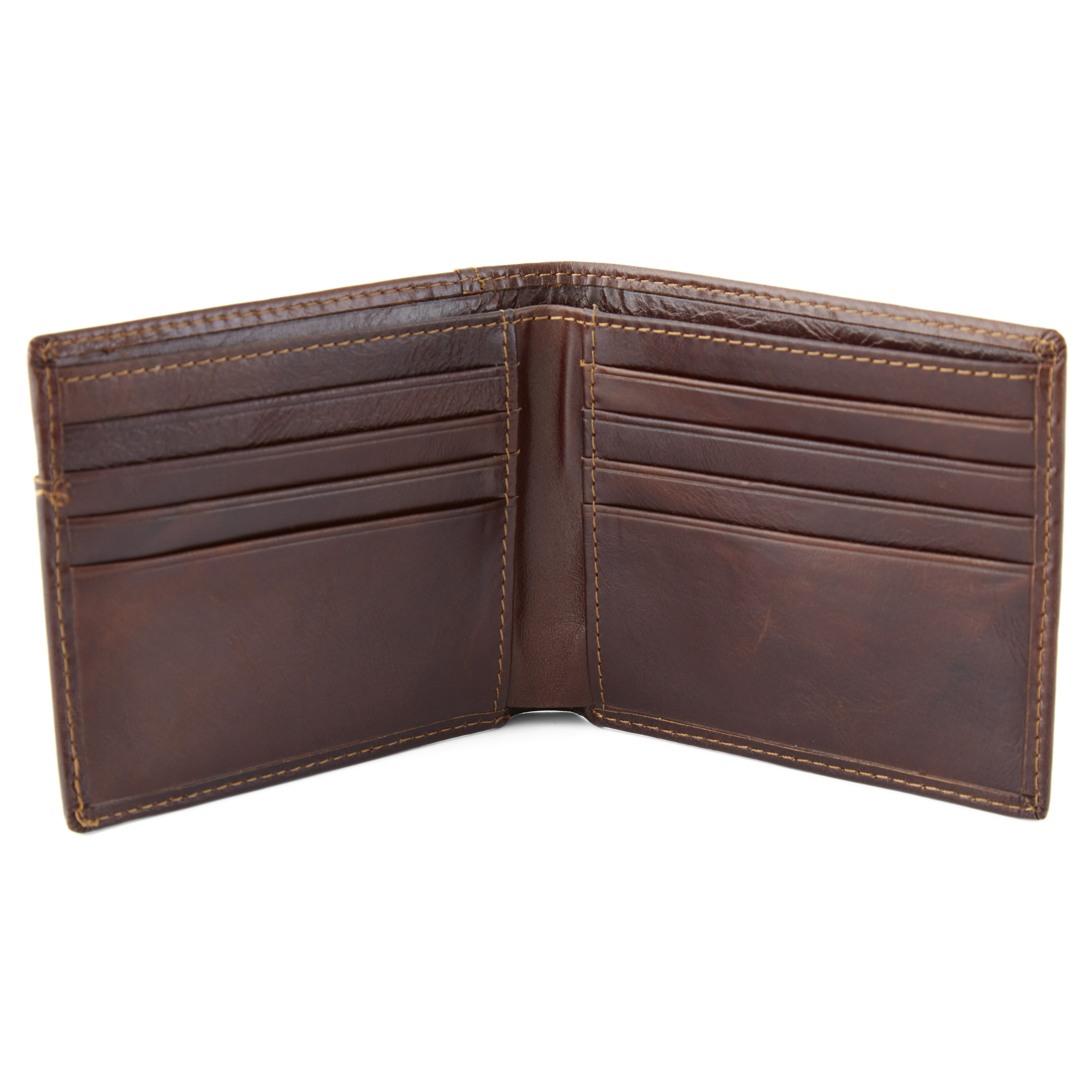 Asymetryczny i podwójnie składany portfel skórzany w rudawobrązowym kolorze - 2