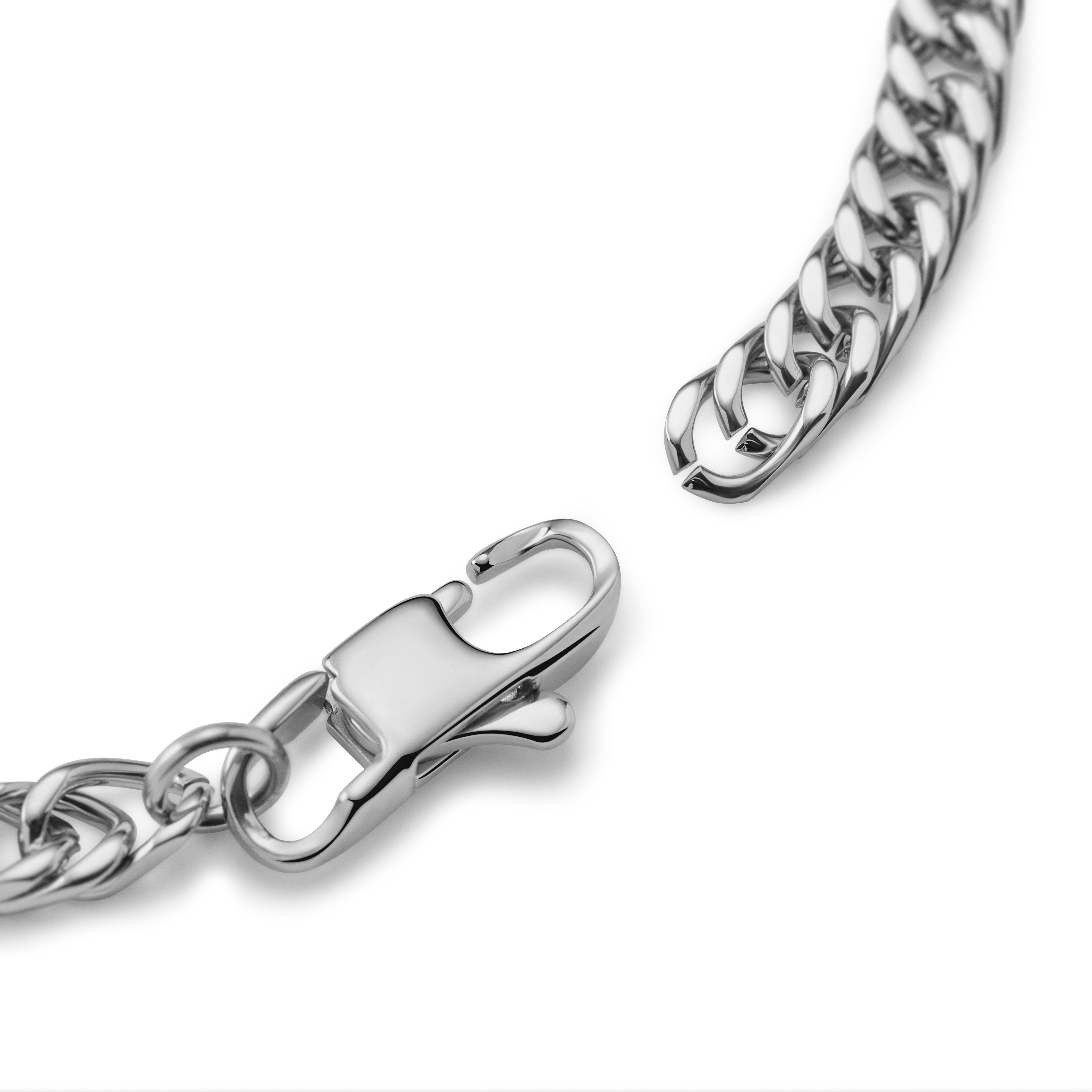 Ocata | Silver-Tone Cuban Chain & Pearl Bracelet - 3