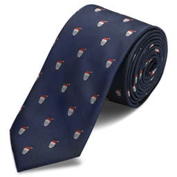 Cravatta natalizia blu navy con teschi