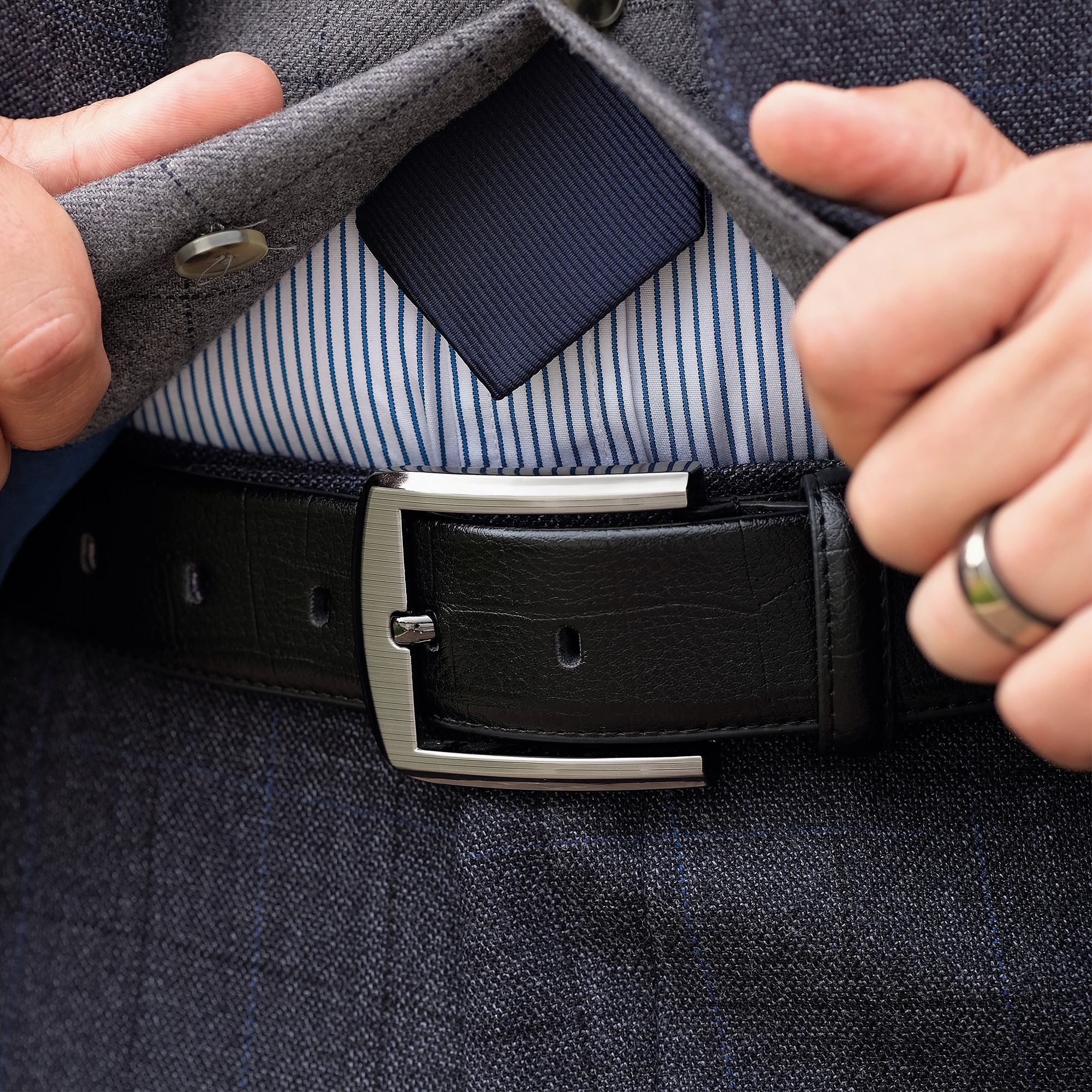 Sort Praktisk Læderbælte - 4