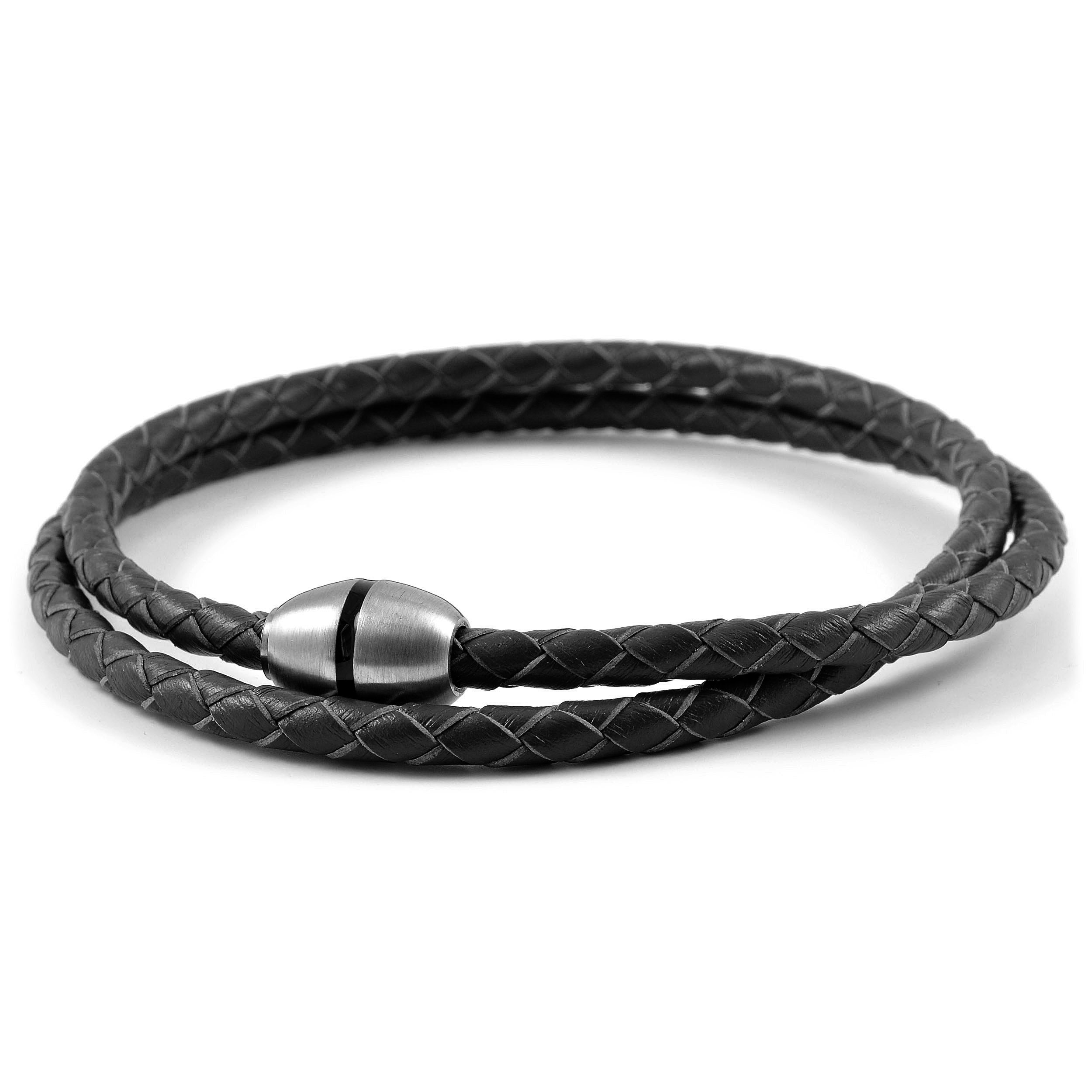 Black Bolo Twisted Leather Bracelet - 3