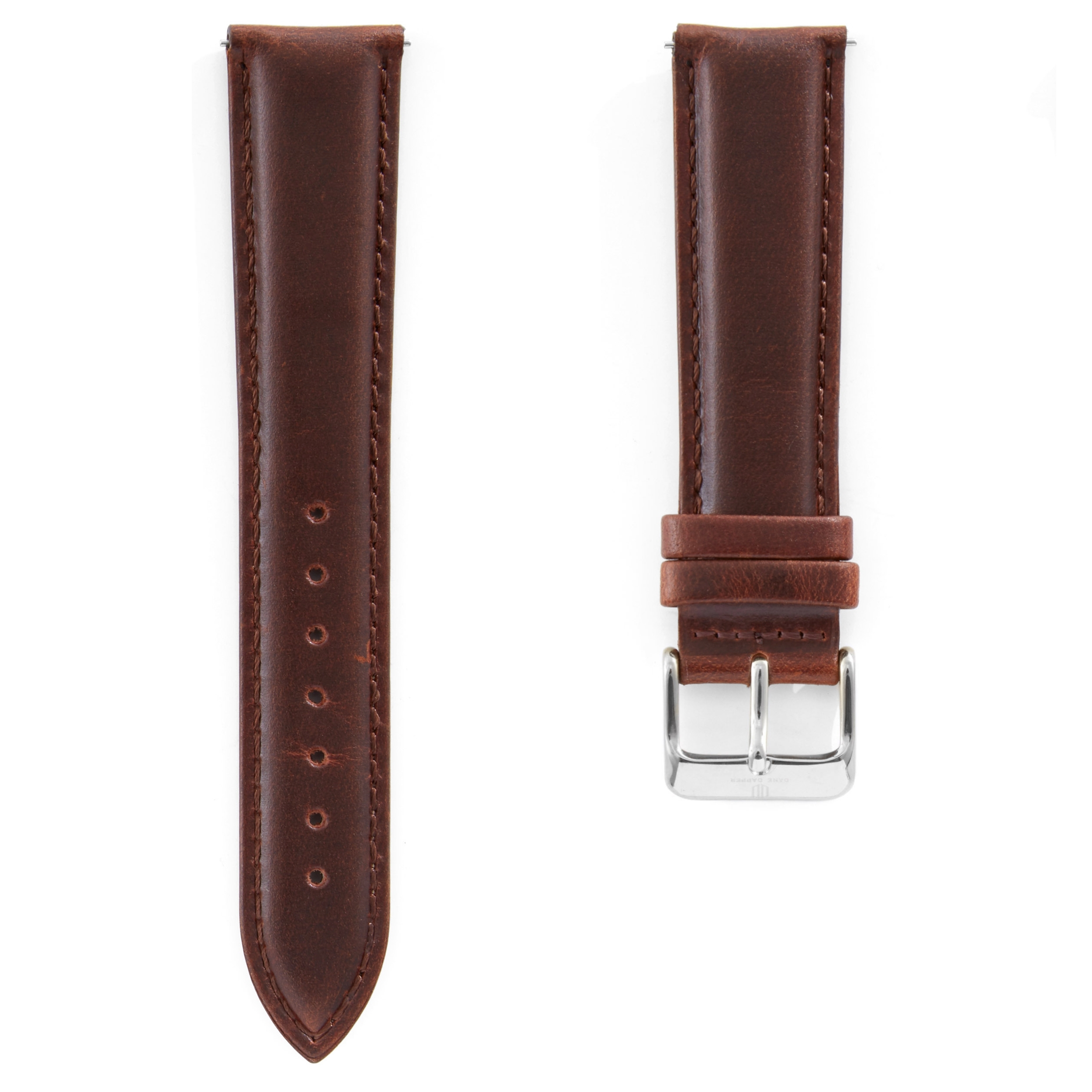 Vintage Brown & Silver Leather Watch Strap - 1