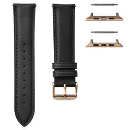Black Leather Watch Strap with Rose Gold-Tone Adapter for Apple Watch (42/44MM)