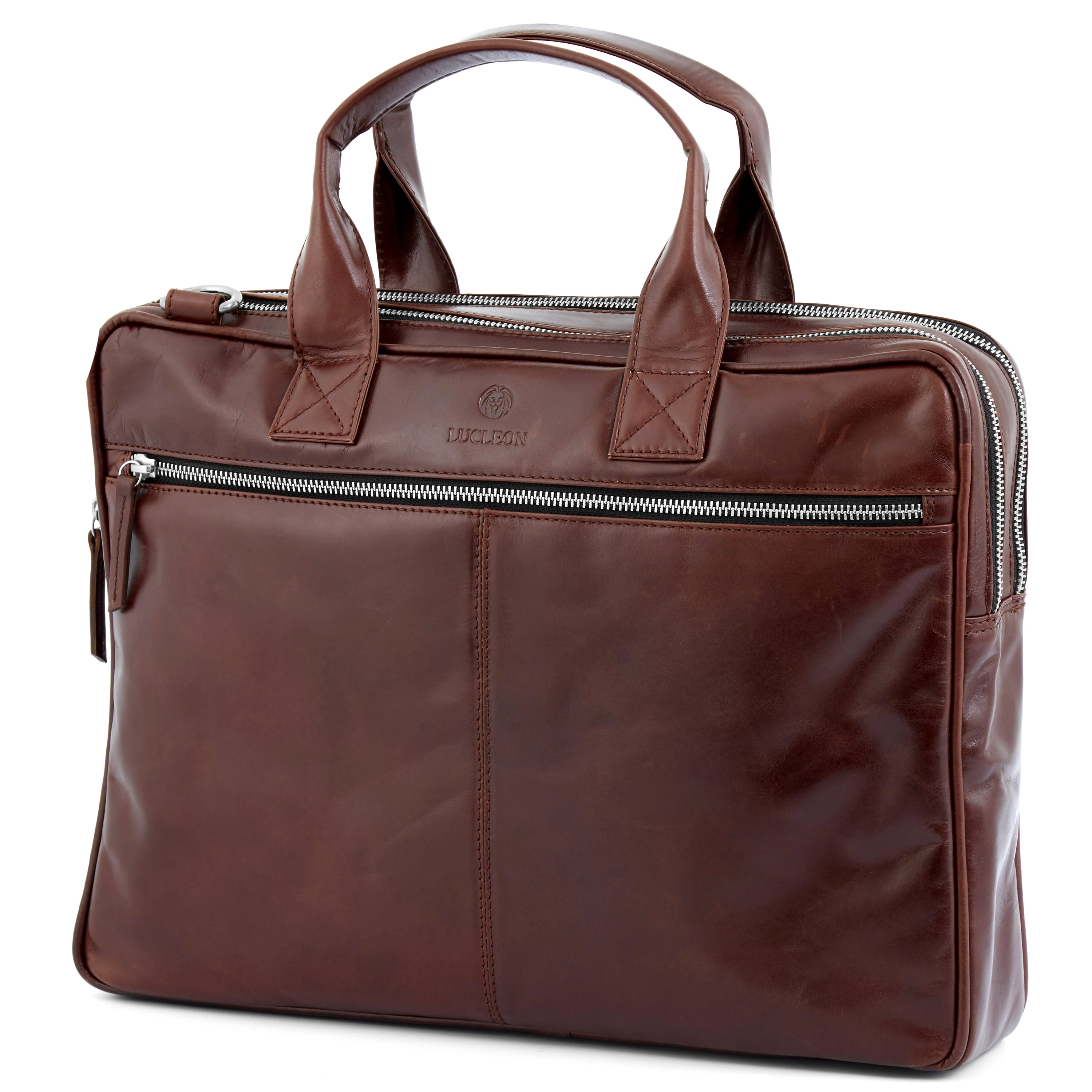 Brun Jasper Datorväska med dubbla dragkedjor - 6