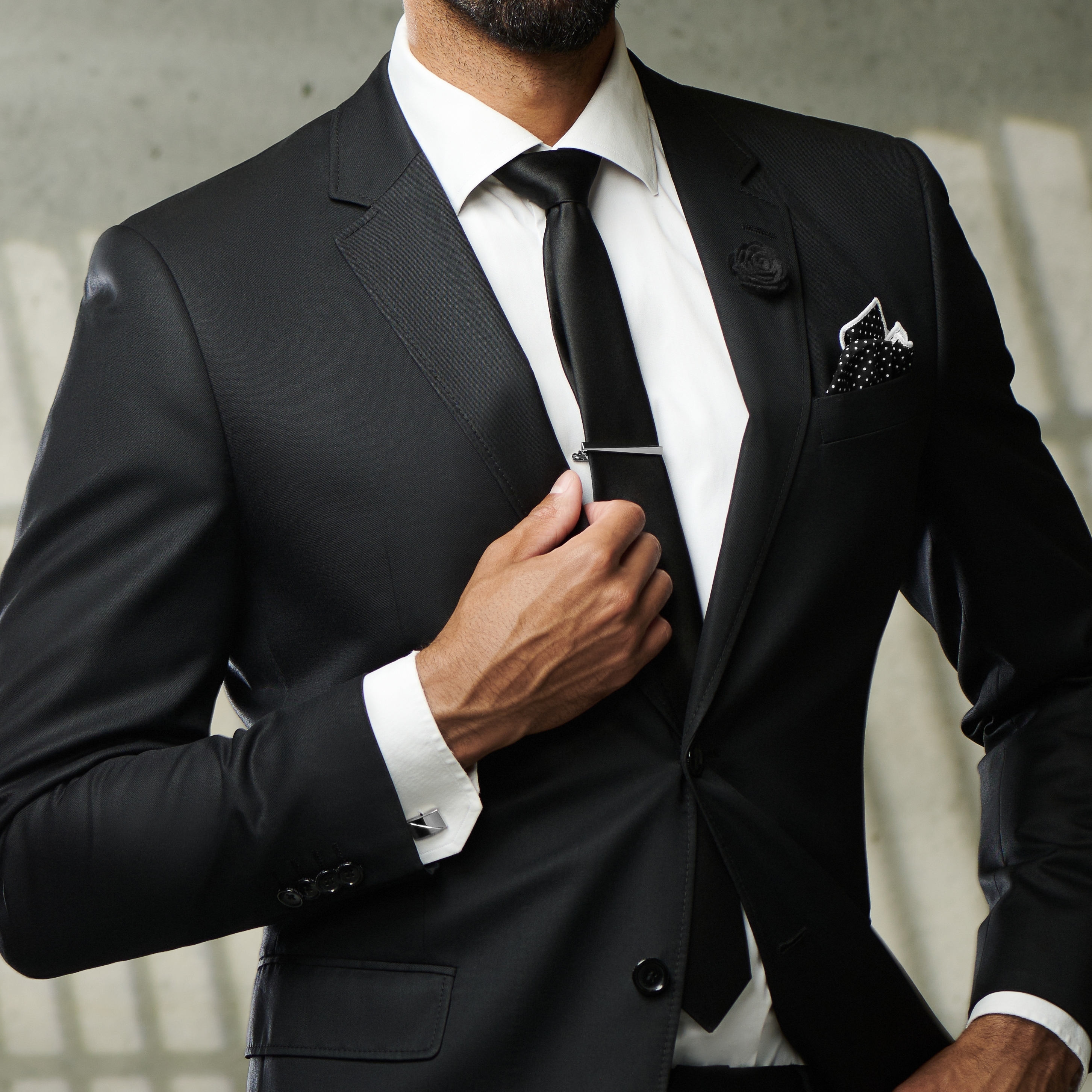 Suit Accessory Gift Box | Navy Blue, Black & Silver-Tone Set - 6