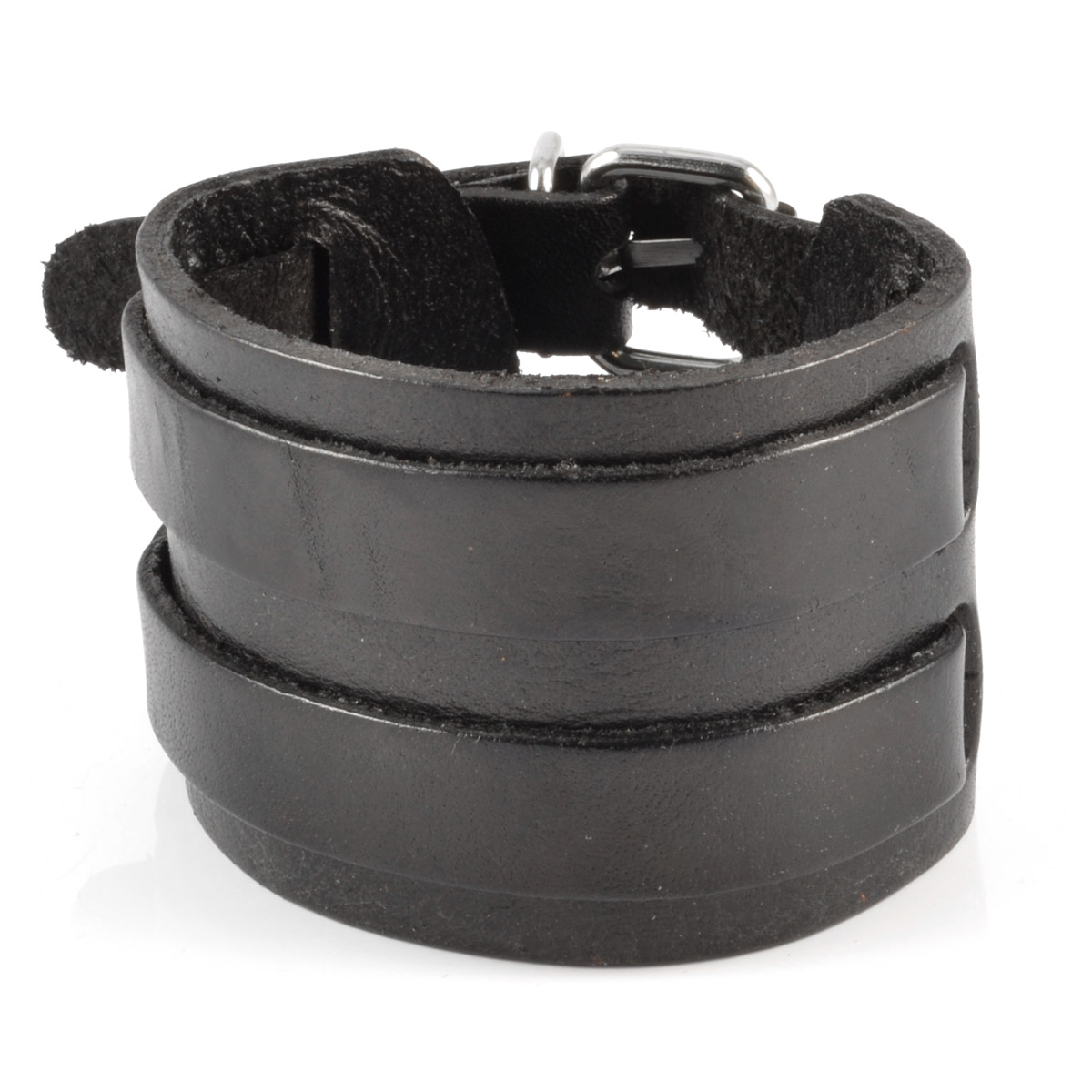 Extra Wide Black Leather Cuff Bracelet - LuckySevenleather