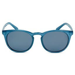 Petrol Blue Round Sunglasses - for Men - Waykins