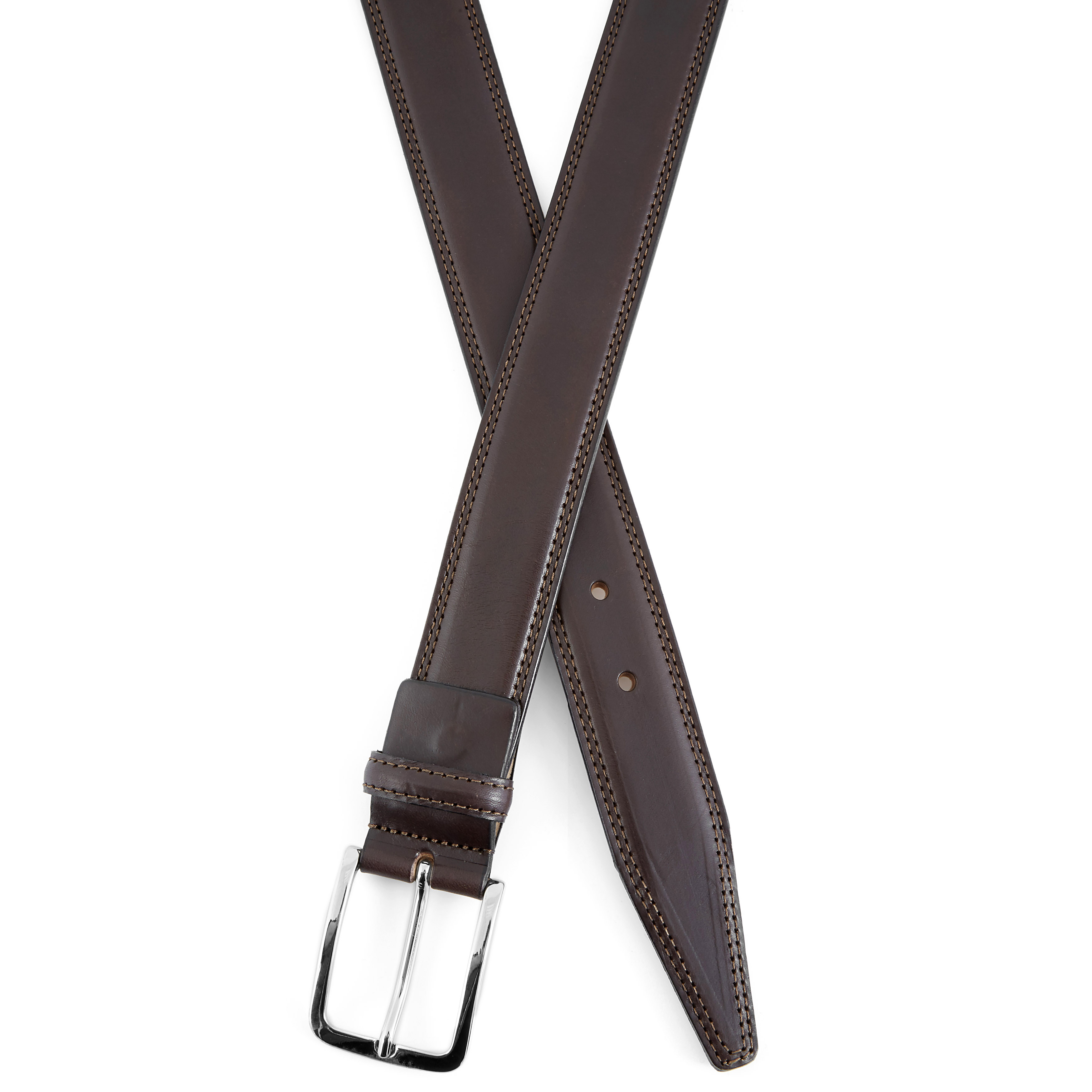 Mørkebrunt & Sølv Læderbælte - 3