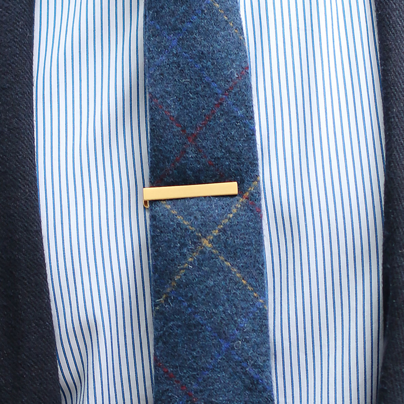 Pince à cravate dorée polie et courte - 2