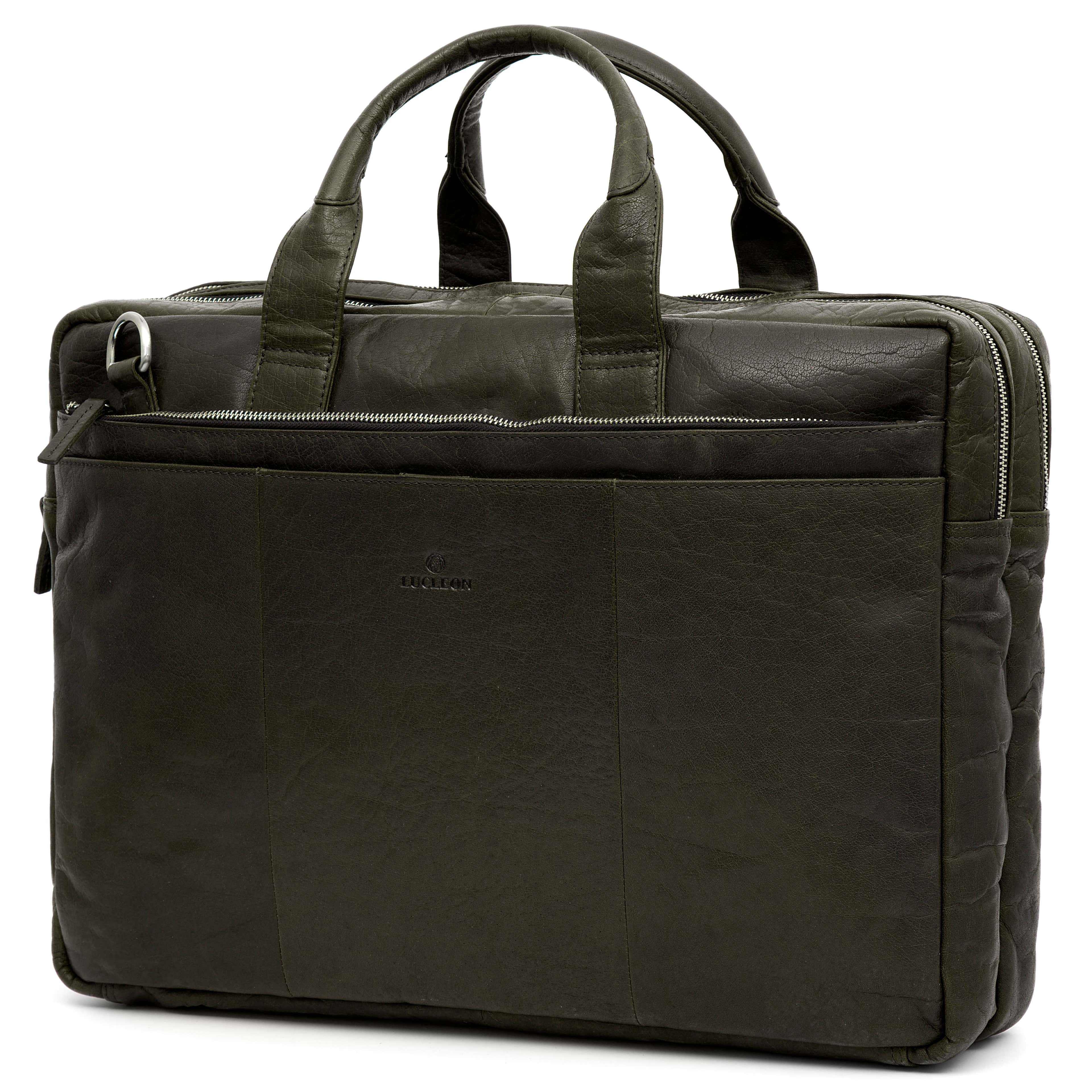 Montreal XL Olive Leather Laptop Bag
