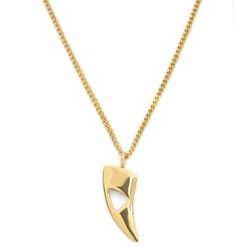 Ocelový náhrdelník Zub s výřezem ve zlaté barvě