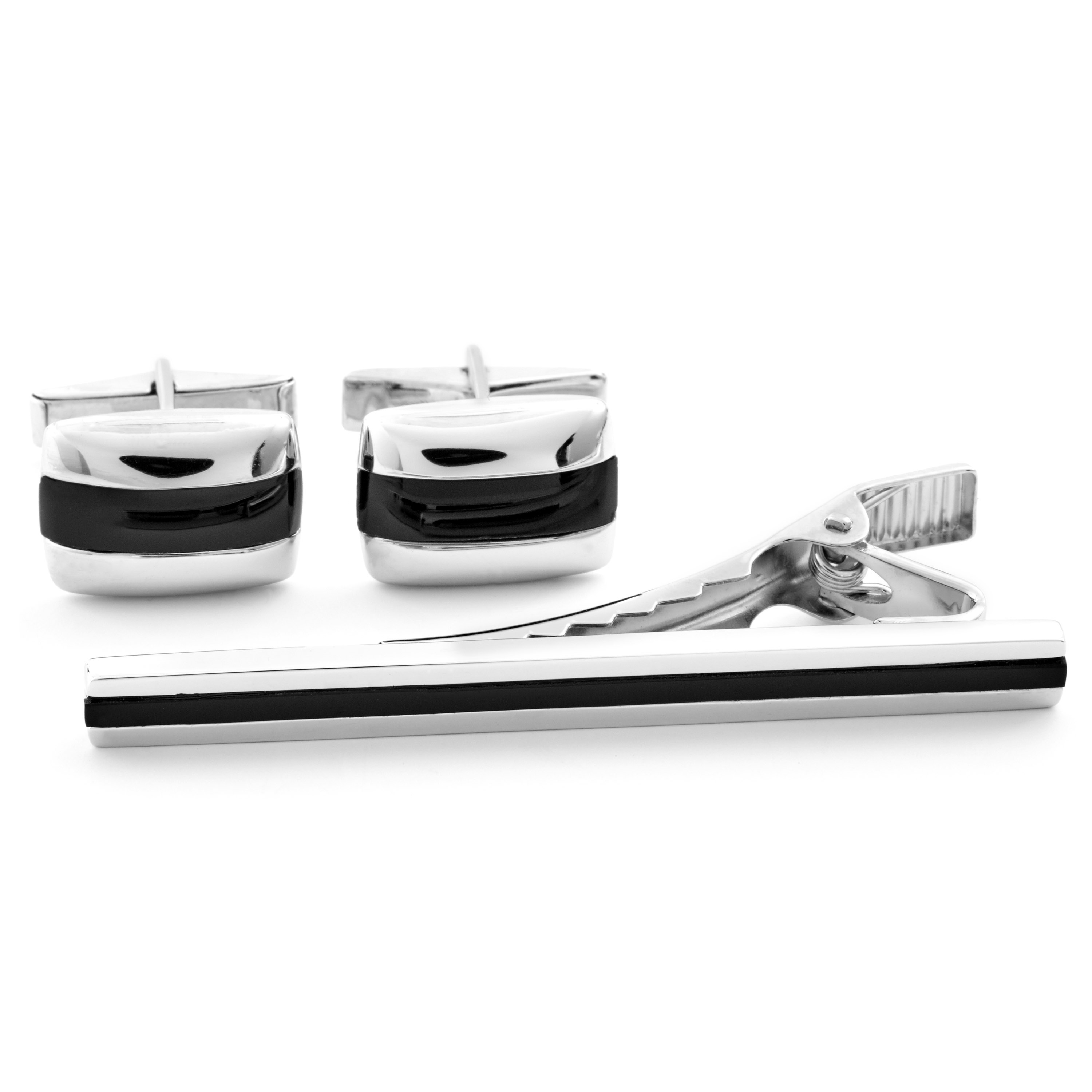 925s Sølvsett med Svart Stripe - 1