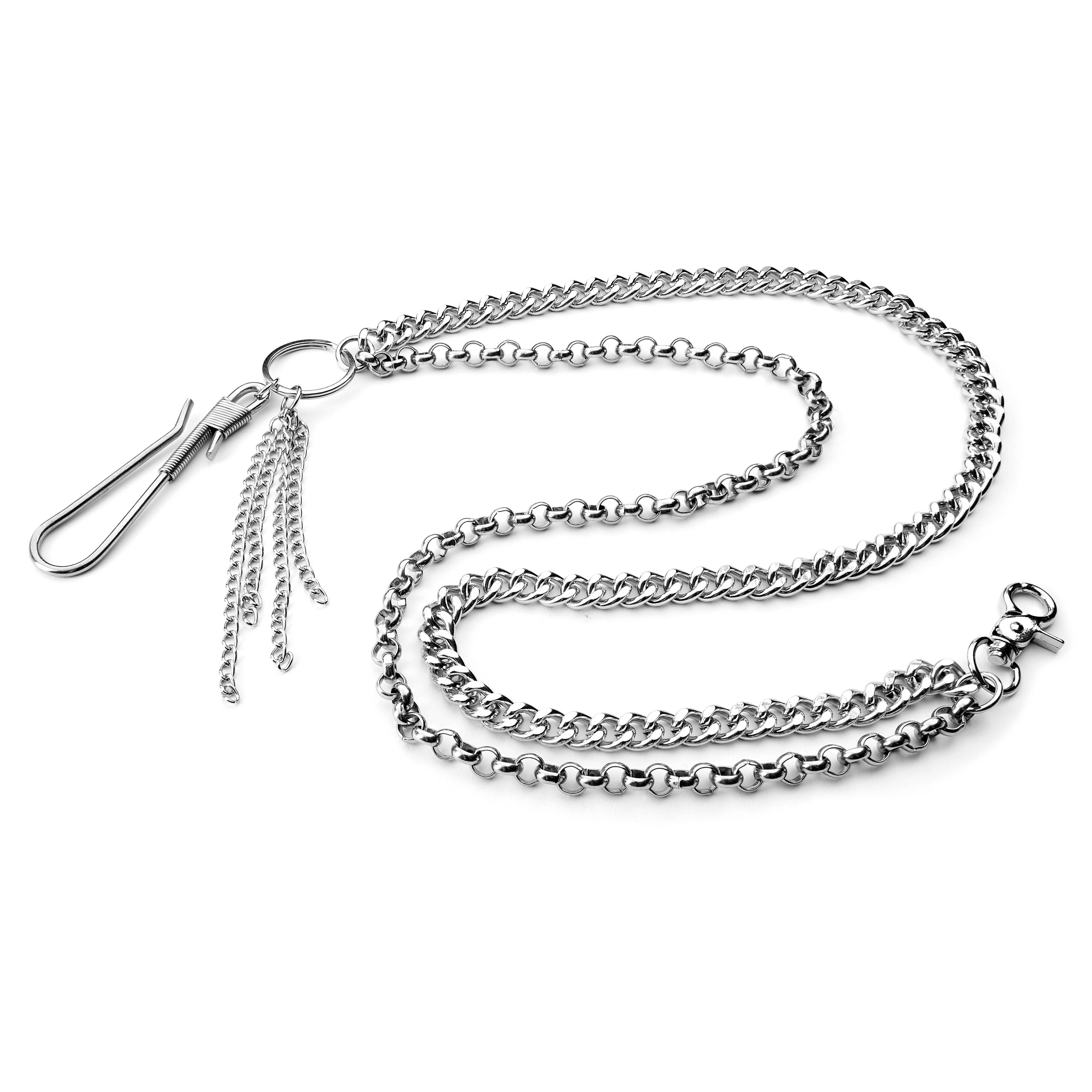 Silver-Tone Wallet Chain with Hook & Tassels - 1