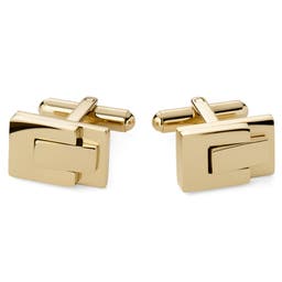 Gold-Tone Stacked Stainless Steel Cufflinks
