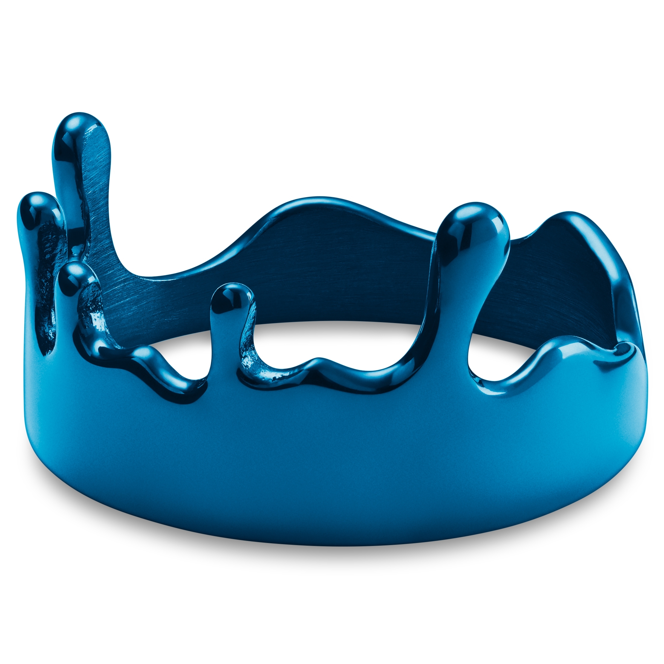 Fahrenheit | Inel albastru din oțel inoxidabil cu design topit - 3