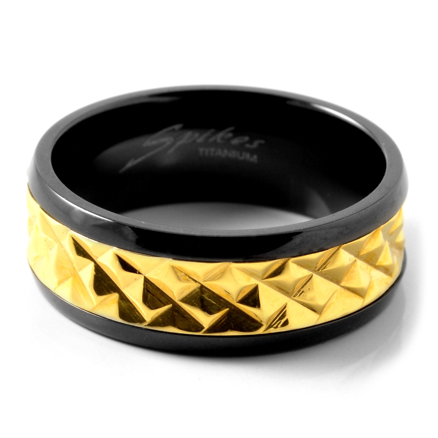 Maskuliner Titanring mit goldfarbenen Details - 2