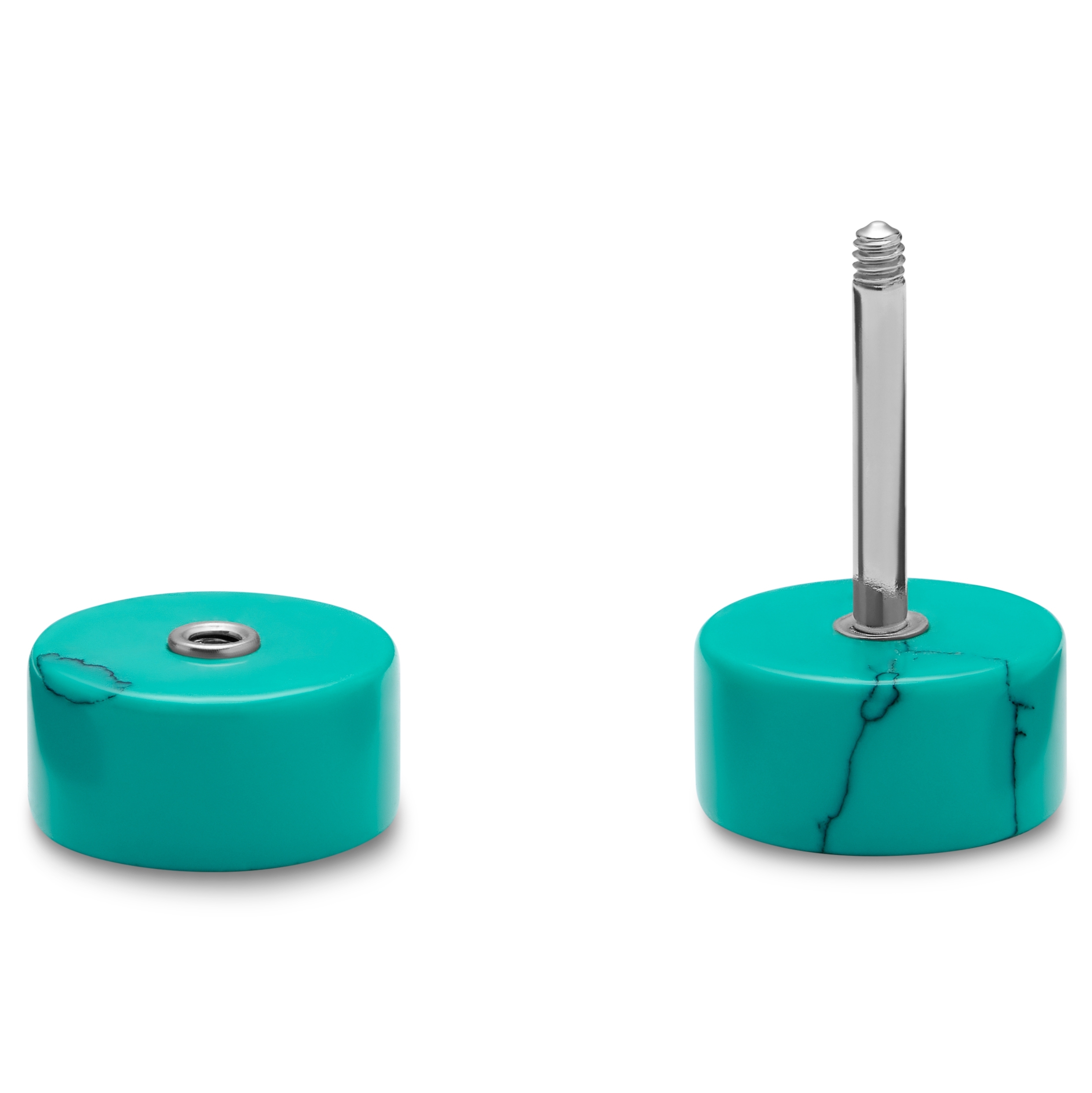 Satago | 8 mm Turquoise & Stainless Steel Faux Plug Stud Earring - 2