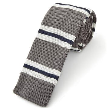 Cravată tricotată gri cu albastru