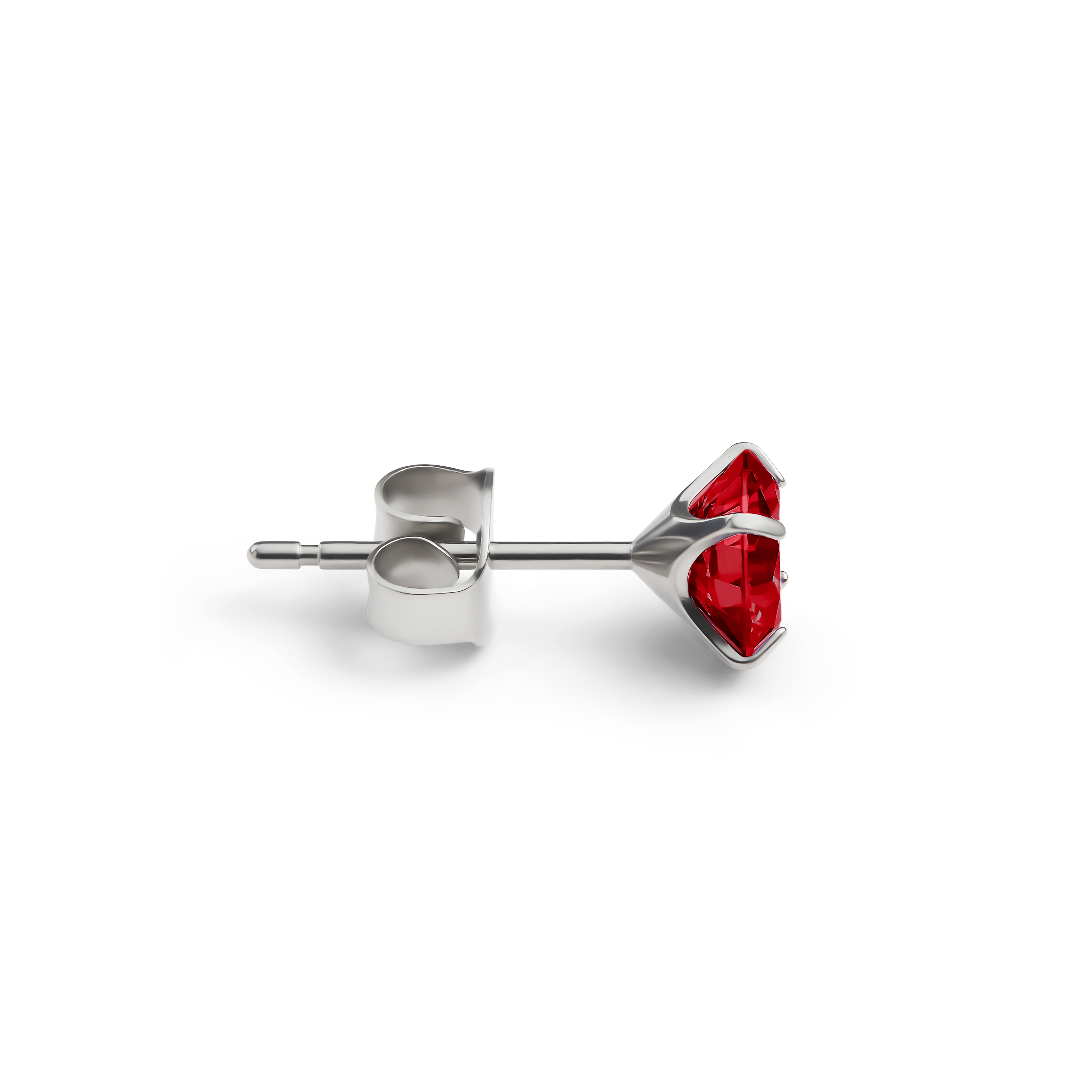 Aura | Orecchino a bottone da 6mm in titanio con zirconia rossa - 2