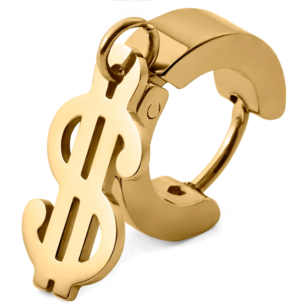 Floyd Goudkleurige Hoepeloorbel met Dollarhanger - 3