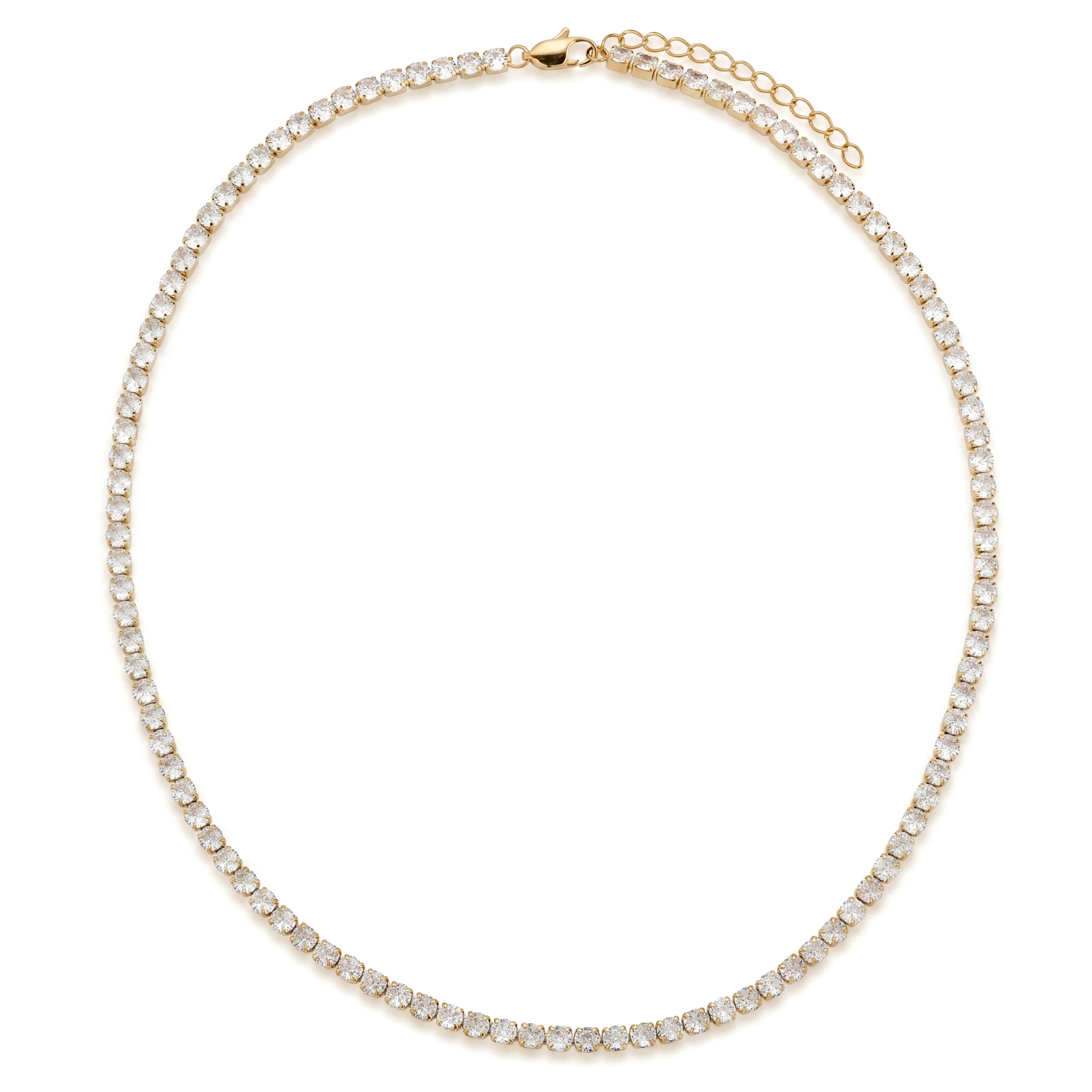 Dazzle | 4 mm 14K auksu dengta skaidraus cirkonio teniso tipo kaklo papuošalas - 2