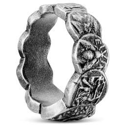 12 mm Silver-Tone Stainless Steel Coin Ring