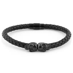 Black Skull Leather Bracelet