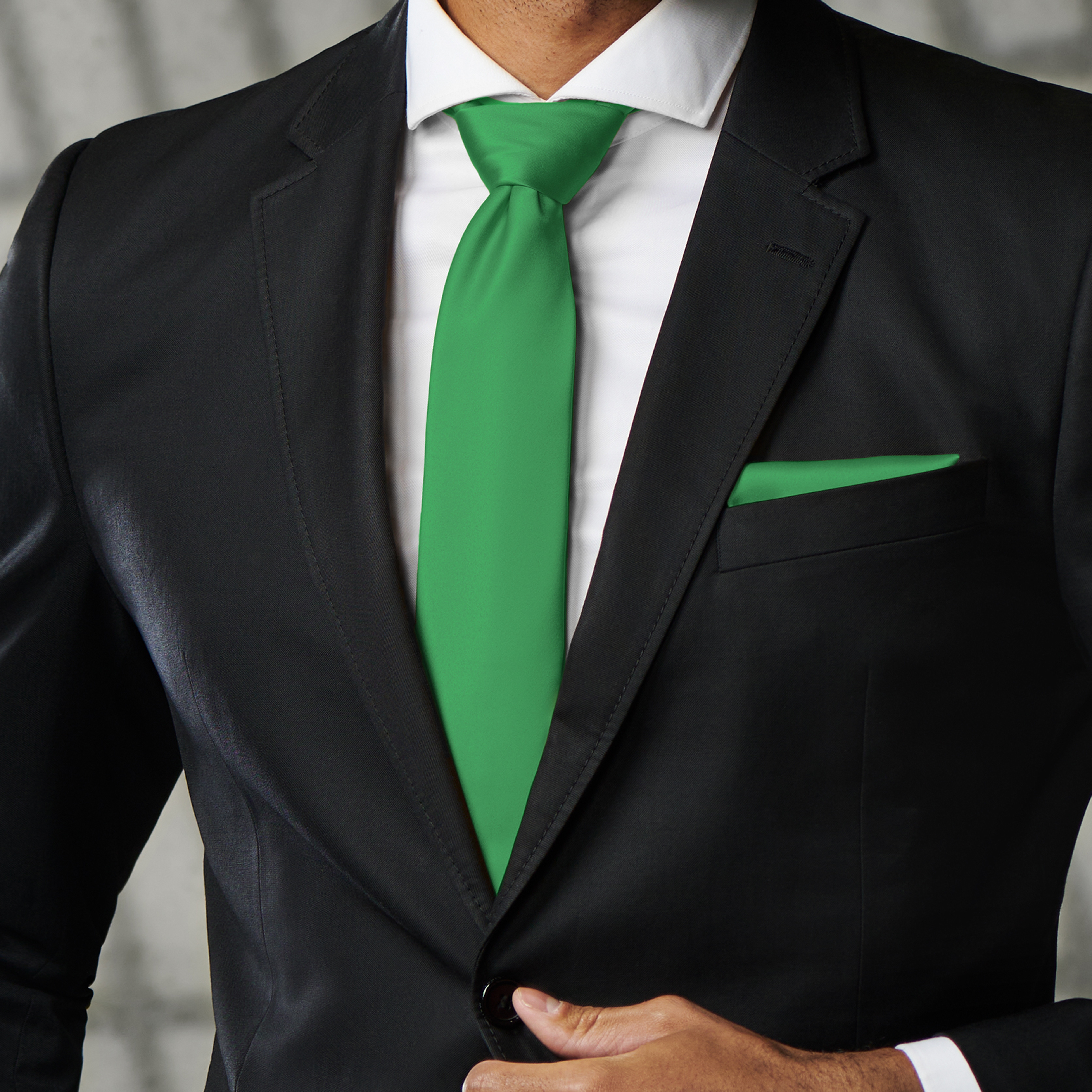 Cravatta Uomo Tinta Unita Verde Smeraldo Con Clip E Spalline Intercambiabili – Poliestere, Taglia Unica