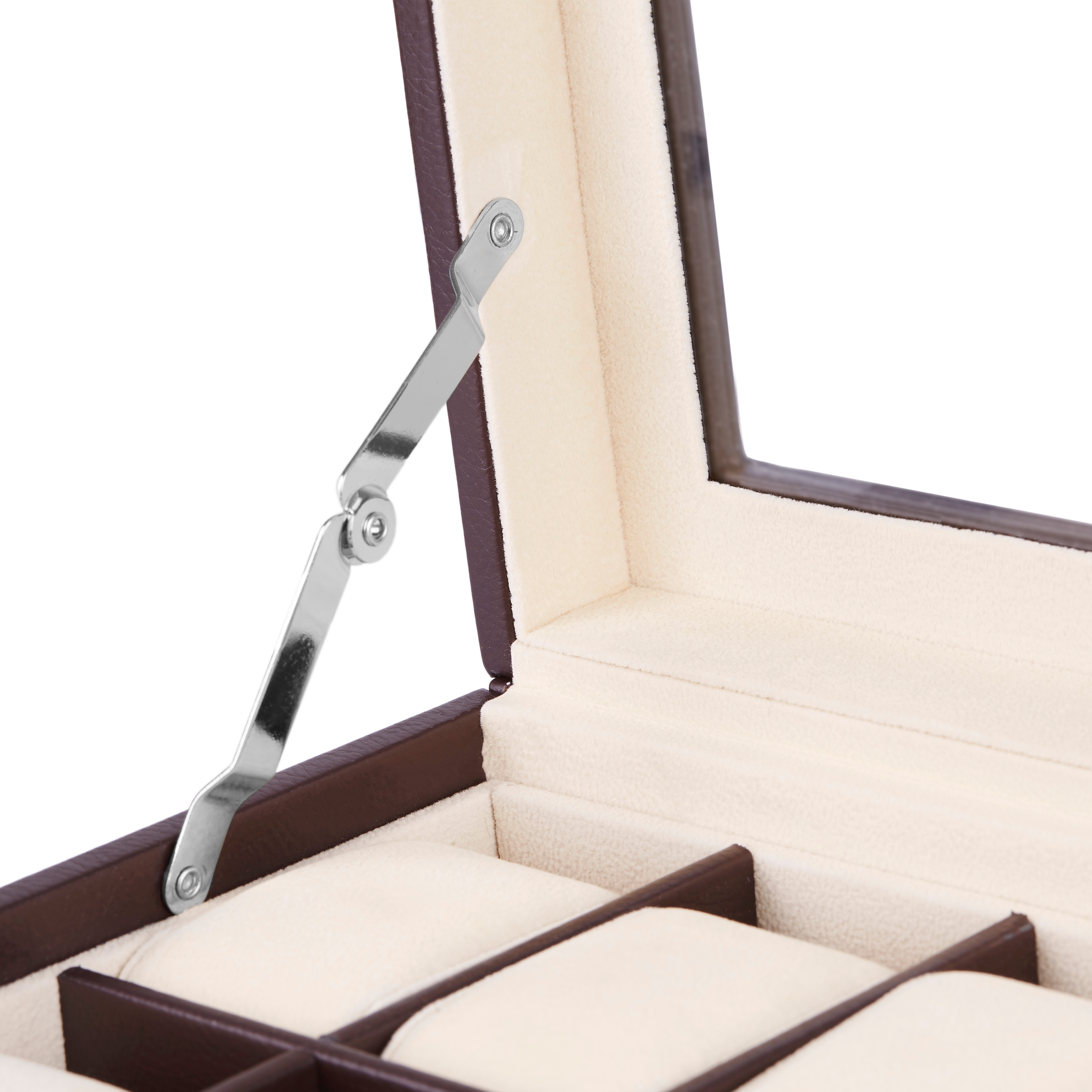 Голяма кутия от кафява изкуствена кожа за 12 часовника - 5