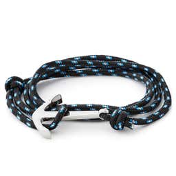 Le marin - Bracelet noir et bleu à pendentif argenté 