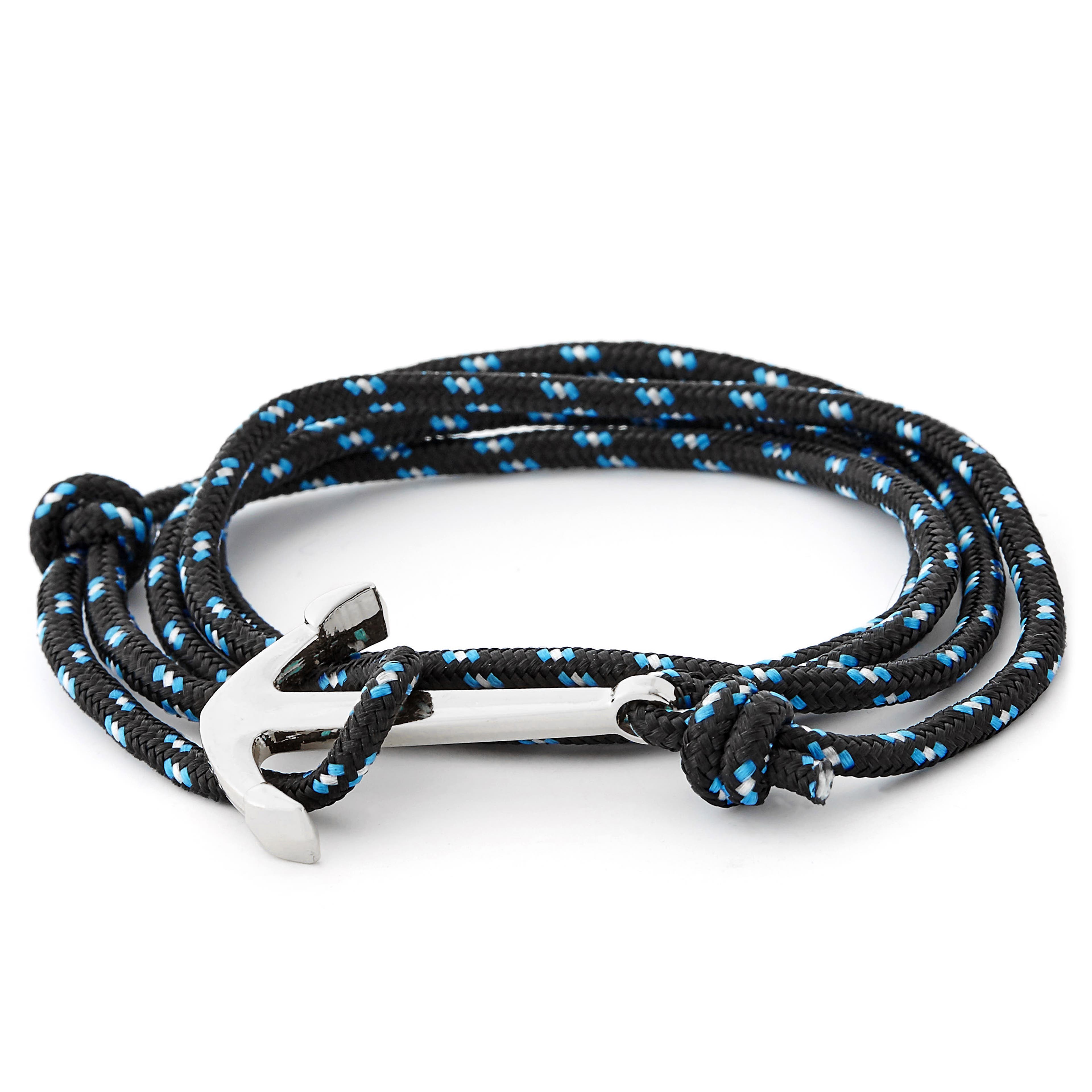 Le marin - Bracelet noir et bleu à pendentif argenté 